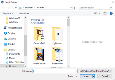 Three choices to add images to Office and emails