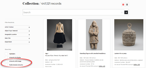 Public Domain images from 'The Met'.