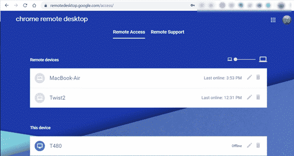Remote Access options to control a distant computer