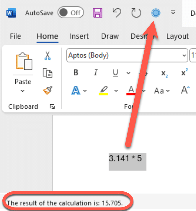 Word's Hidden Calculator