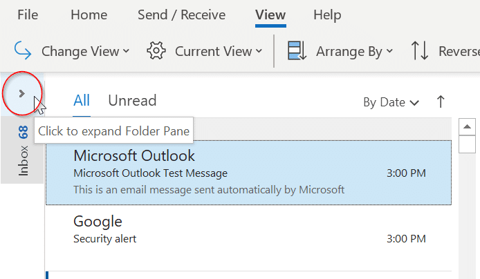 How to keep the Folder Pane expanded in Outlook