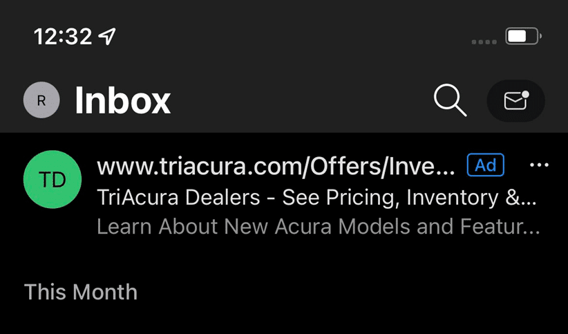 Deceptive ads now in Outlook mobile apps