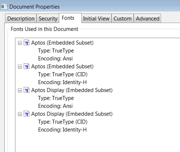 Aptos fonts and making a PDF from Office