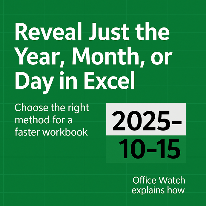 Excel dates: How to Reveal Year, Month & Day Details in many different ways
